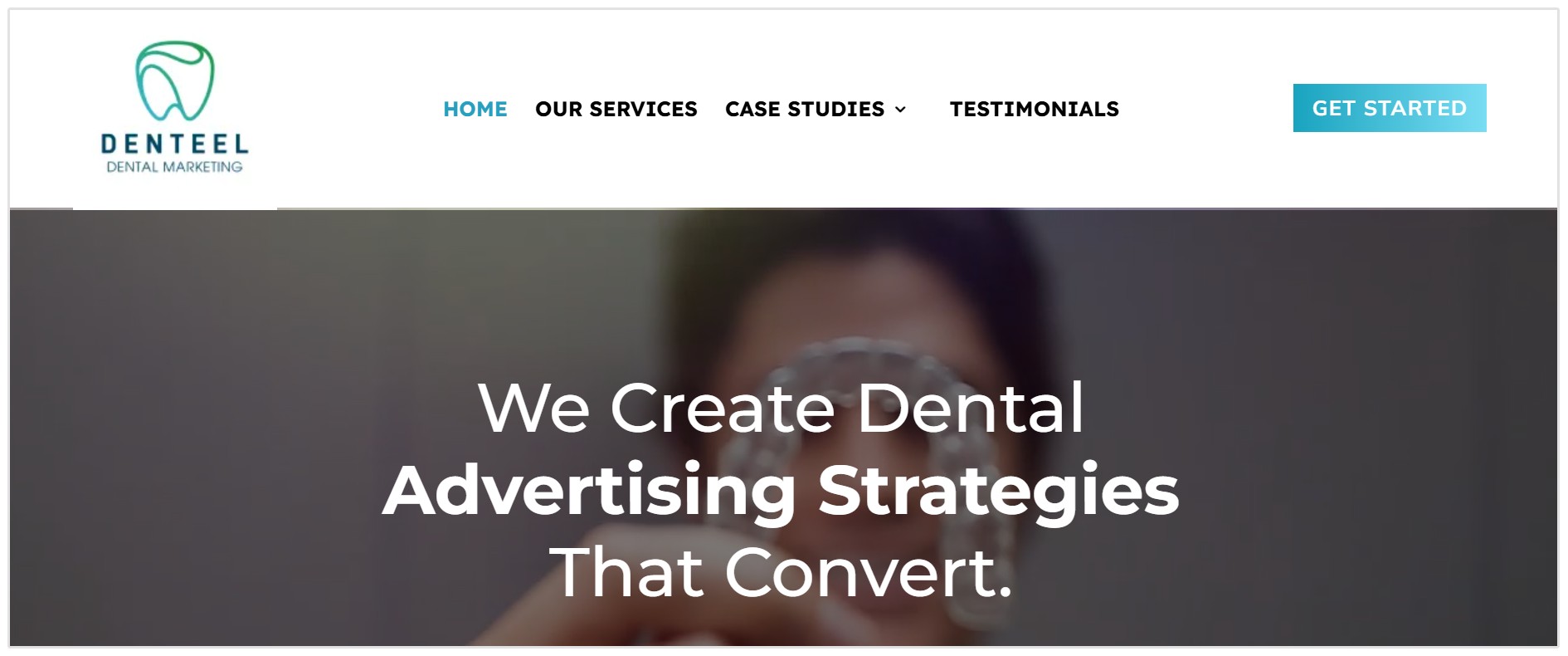 Página inicial da agência de marketing Denteel